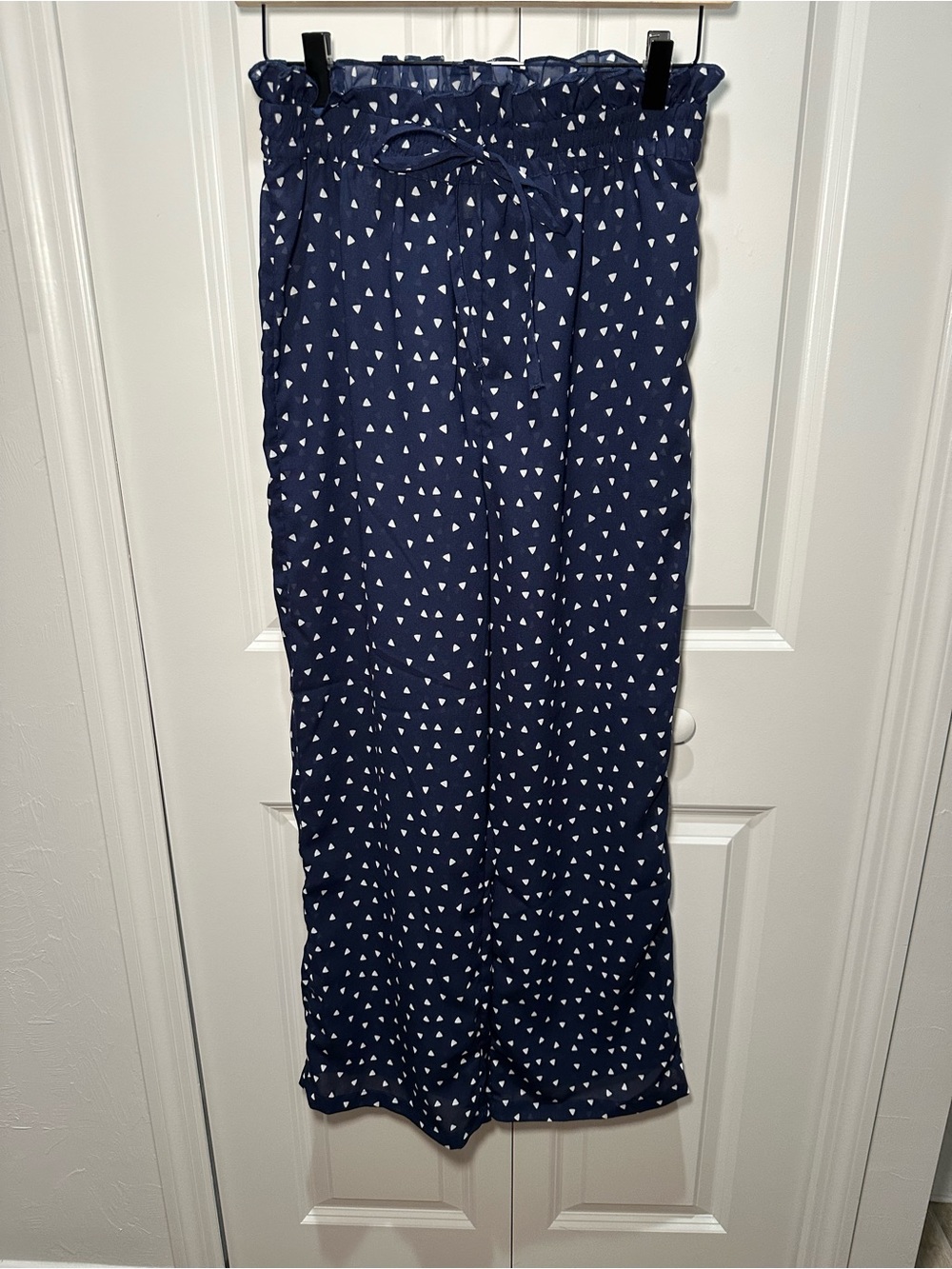 TU Navy Pants with White Heart Print